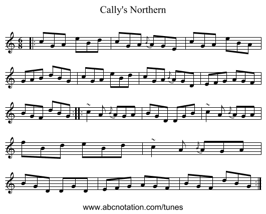 Cally's Northern - staff notation