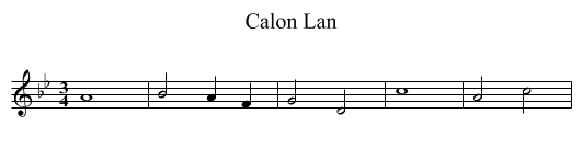 Calon Lan - staff notation