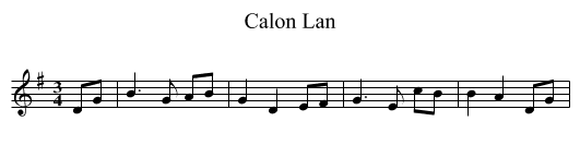 Calon Lan - staff notation