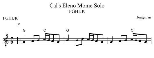 Cal's Eleno Mome Solo - staff notation