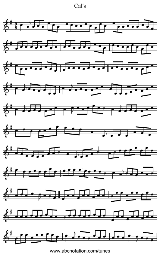 Cal's - staff notation