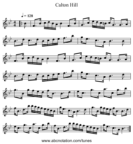 Calton Hill - staff notation