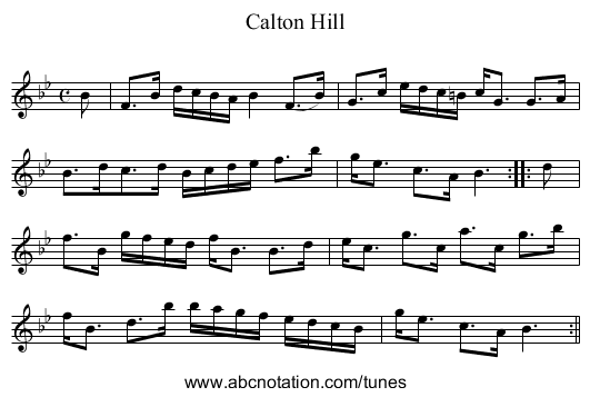 Calton Hill - staff notation