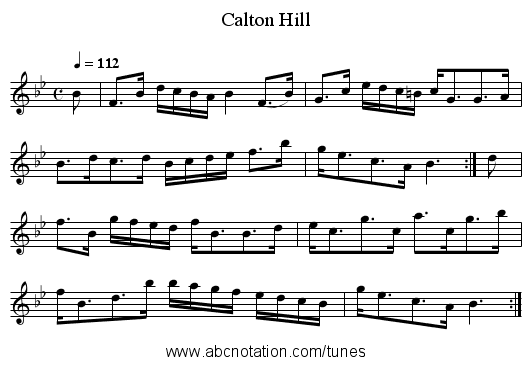 Calton Hill - staff notation