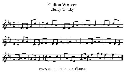 Calton Weaver - staff notation