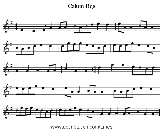 Calum Beg - staff notation