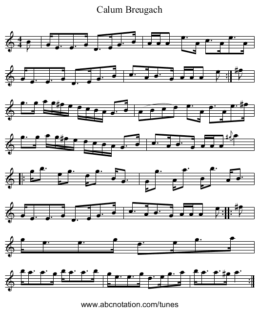 Calum Breugach - staff notation