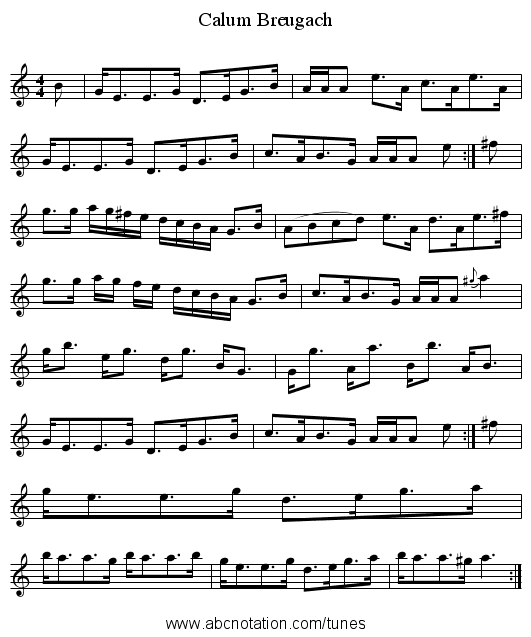 Calum Breugach - staff notation