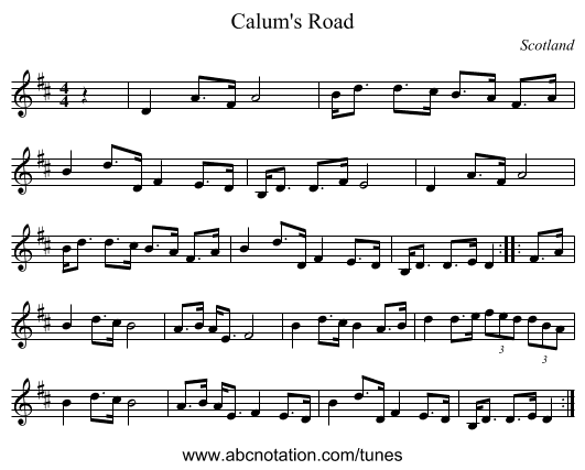 Calum's Road - staff notation