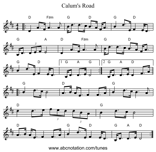 Calum's Road - staff notation