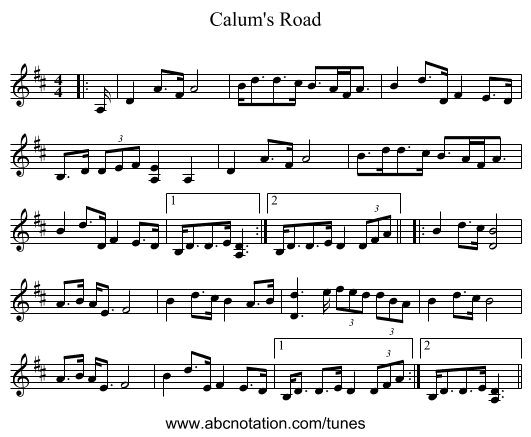 Calum's Road - staff notation