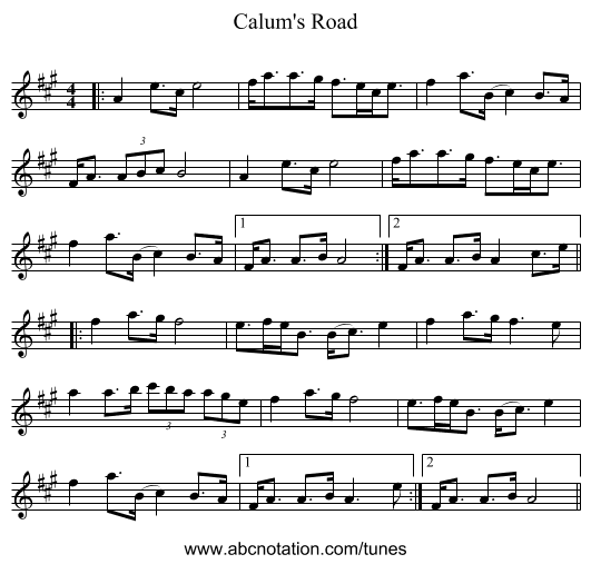 Calum's Road - staff notation