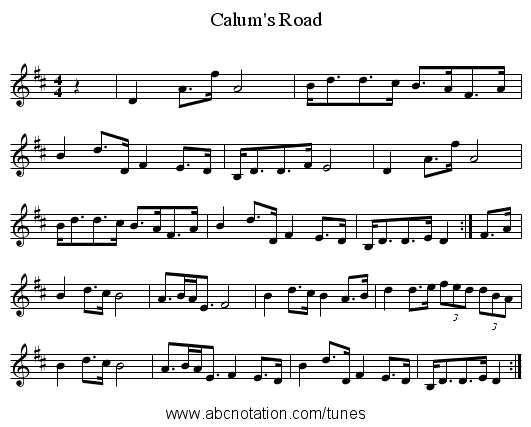 Calum's Road - staff notation