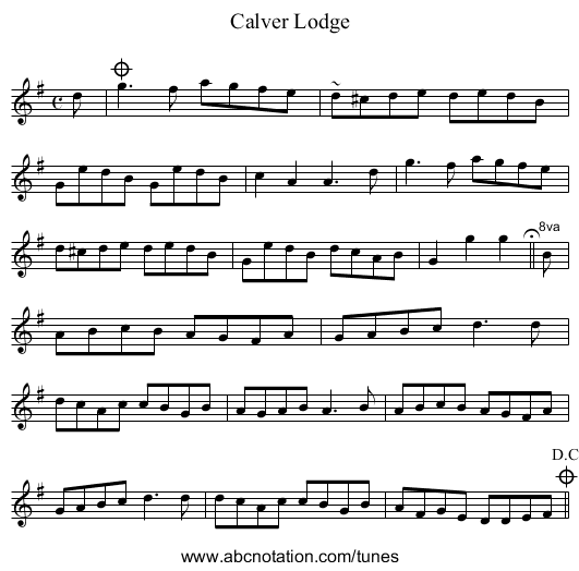 Calver Lodge - staff notation