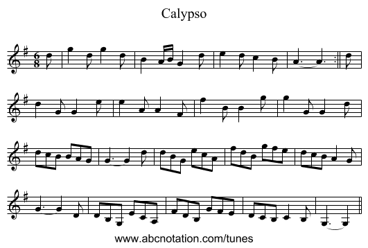 Calypso - staff notation
