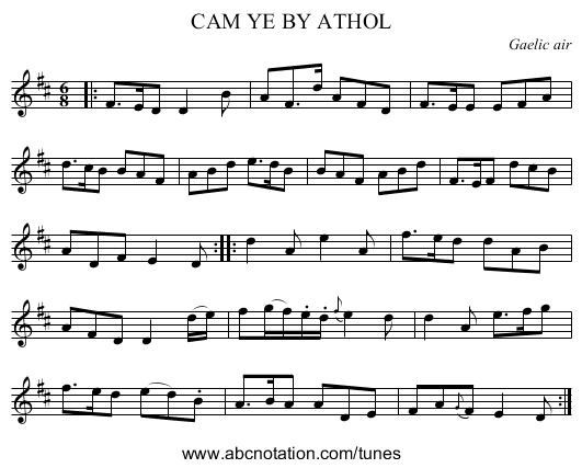 CAM YE BY ATHOL - staff notation
