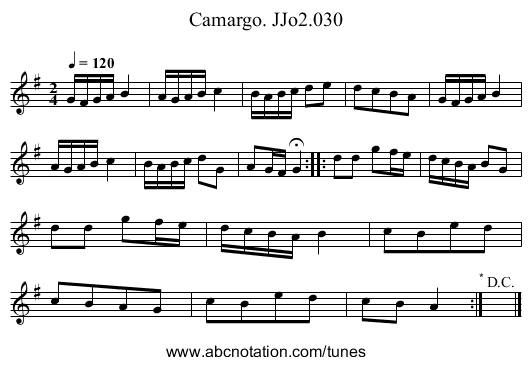 Camargo. JJo2.030 - staff notation