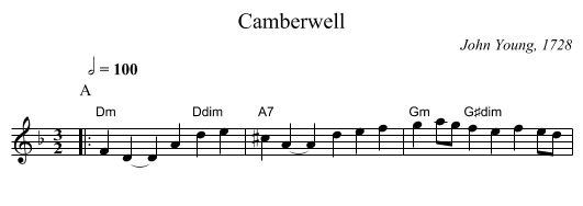 Camberwell - staff notation