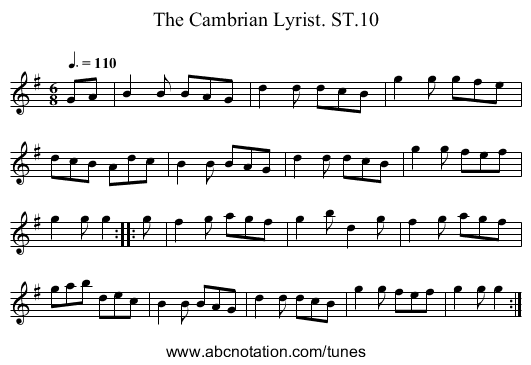 Cambrian Lyrist. ST.10, The - staff notation