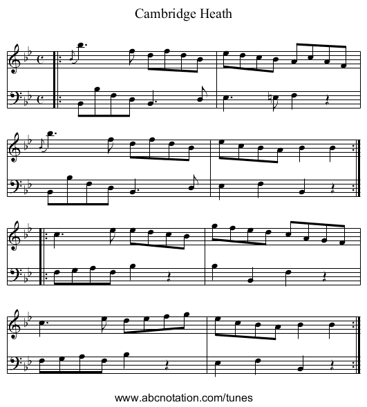 Cambridge Heath - staff notation