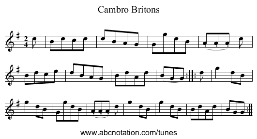 Cambro Britons - staff notation