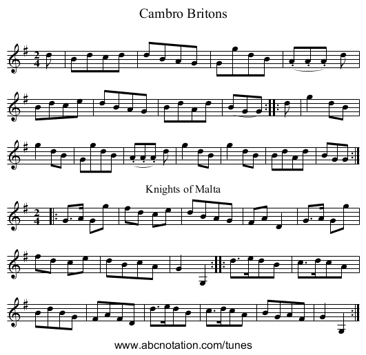 Cambro Britons - staff notation