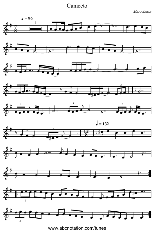 Camceto - staff notation