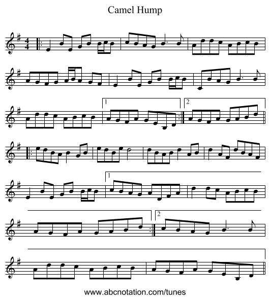 Camel Hump - staff notation