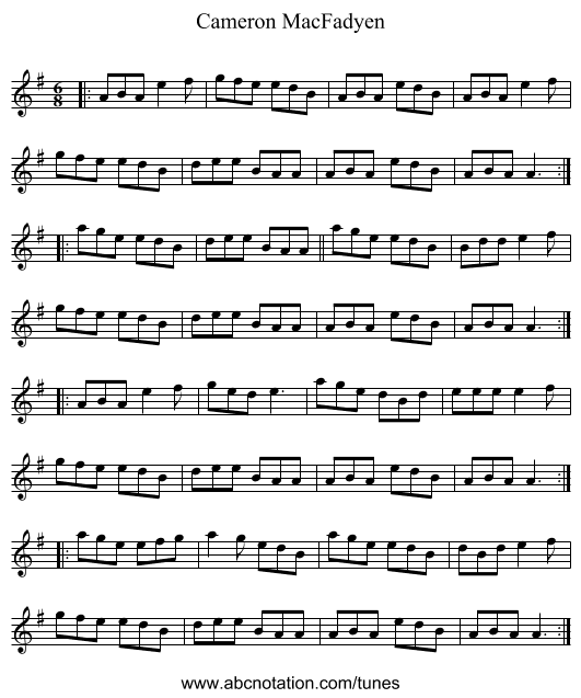 Cameron MacFadyen - staff notation