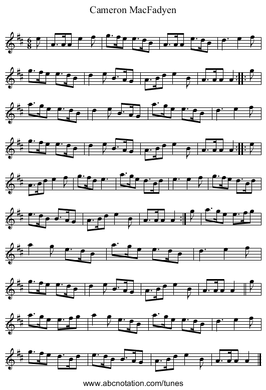 Cameron MacFadyen - staff notation