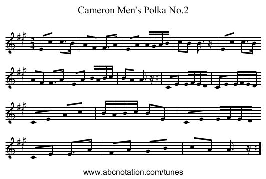Cameron Men's Polka No.2 - staff notation