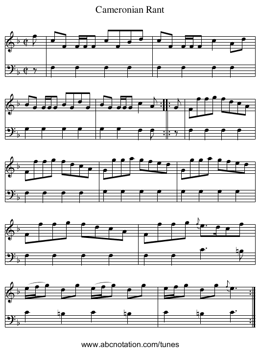 Cameronian Rant - staff notation
