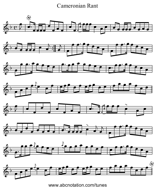 Cameronian Rant - staff notation