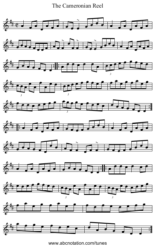 Cameronian Reel, The - staff notation