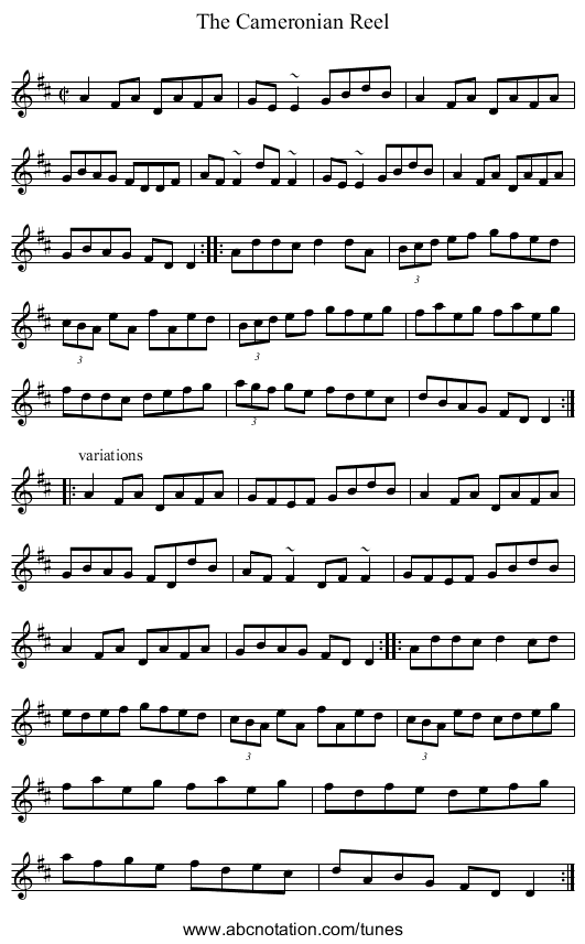 Cameronian Reel, The - staff notation