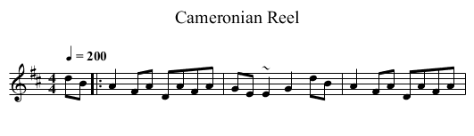 Cameronian Reel - staff notation