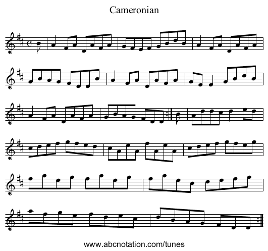 Cameronian - staff notation