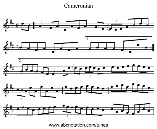 Cameronian - staff notation