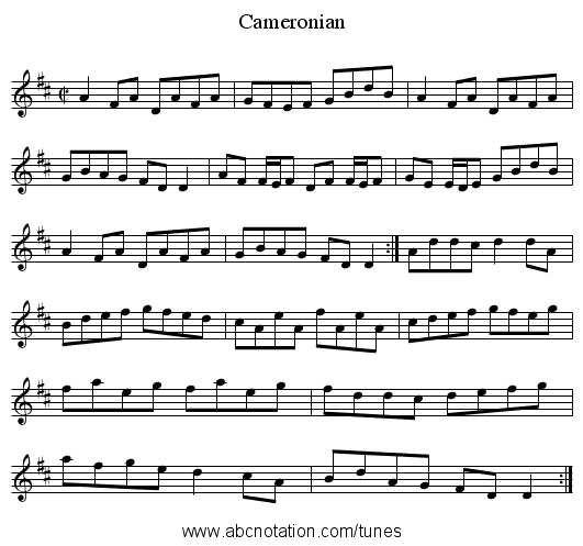 Cameronian - staff notation