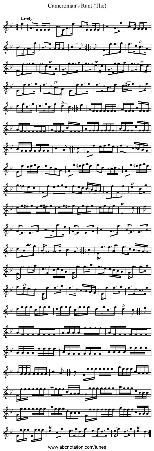 Cameronian's Rant (The) - staff notation