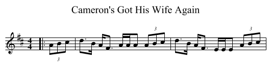 Cameron's Got His Wife Again - staff notation