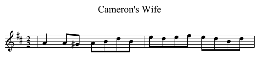 Cameron's Wife - staff notation