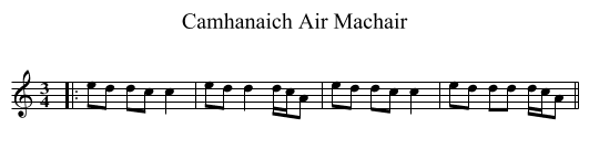 Camhanaich Air Machair - staff notation