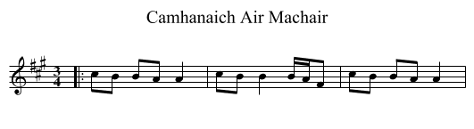 Camhanaich Air Machair - staff notation