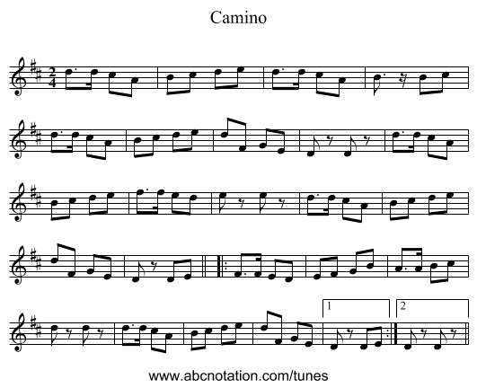 Camino - staff notation