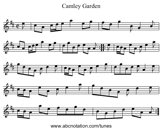 Camley Garden - staff notation