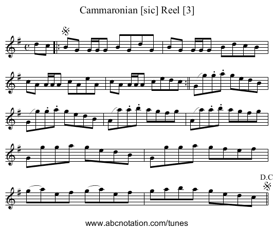 Cammaronian [sic] Reel [3] - staff notation