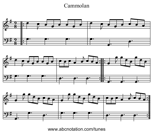 Cammolan - staff notation