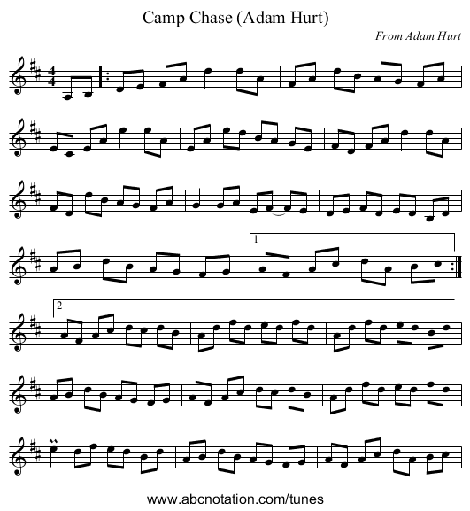Camp Chase (Adam Hurt) - staff notation