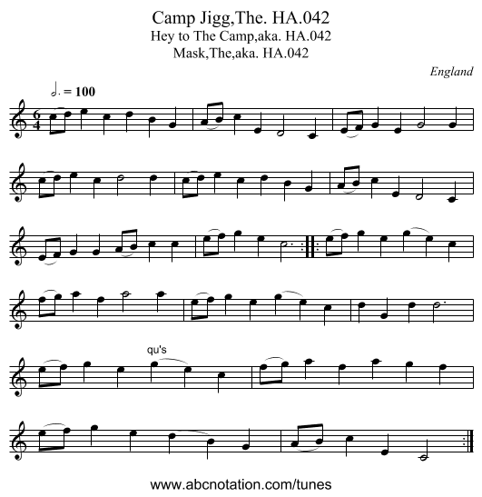 Camp Jigg,The. HA.042 - staff notation
